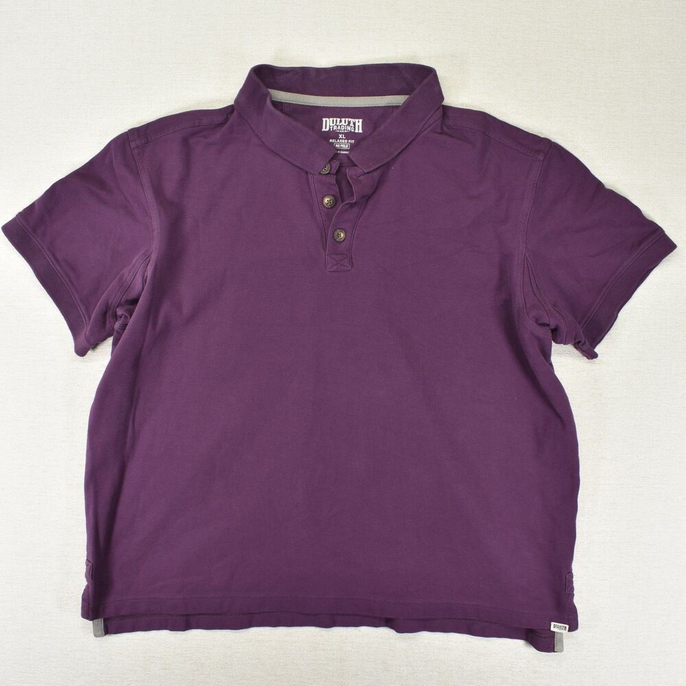 Duluth Trading Co No Polo XL Relaxed Fit Purple Short Sleeve Shirt Workwear